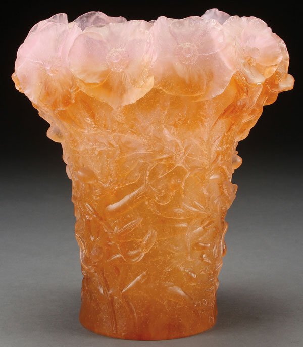 A LARGE DAUM FRENCH PATE DE VERRE ART GLASS VASE (1 of 3)