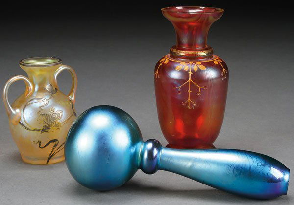 A BOHEMIAN AND STEUBEN ART GLASS GROUP (1 of 1)