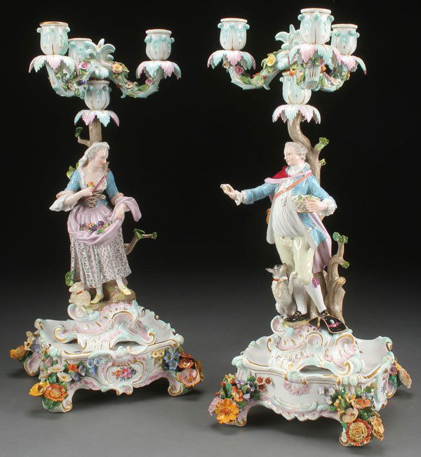 MEISSEN GERMAN PORCELAIN FIGURAL CANDELABRA (1 of 3)