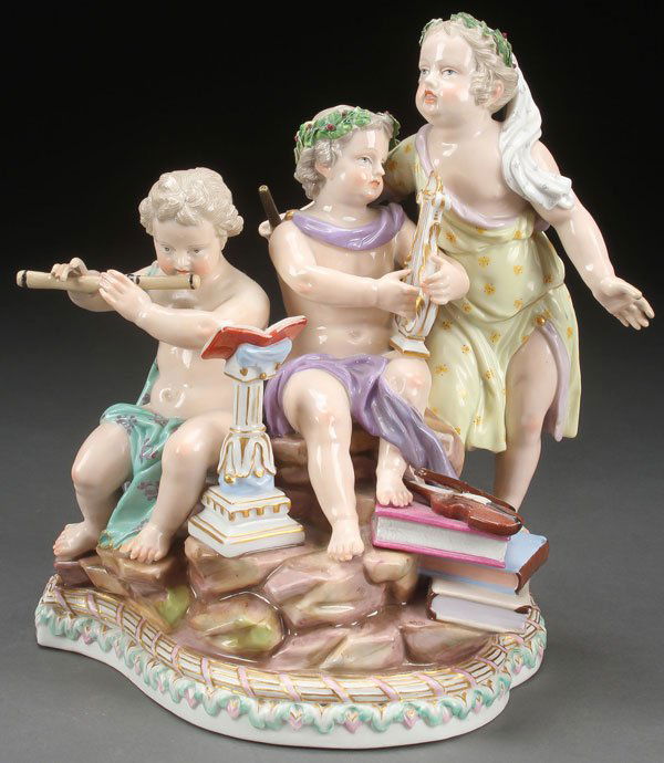 A FINE MEISSEN GERMAN PORCELAIN FIGURAL GROUP (1 of 2)