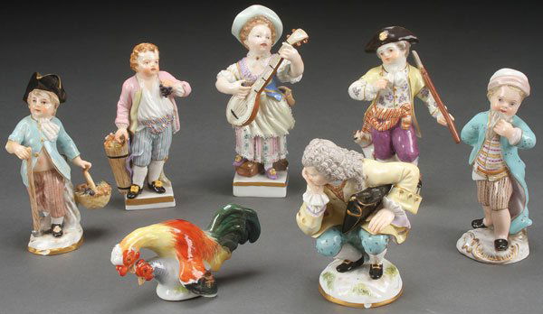A GROUP OF SEVEN MEISSEN GERMAN PORCELAIN FIGURES (1 of 5)