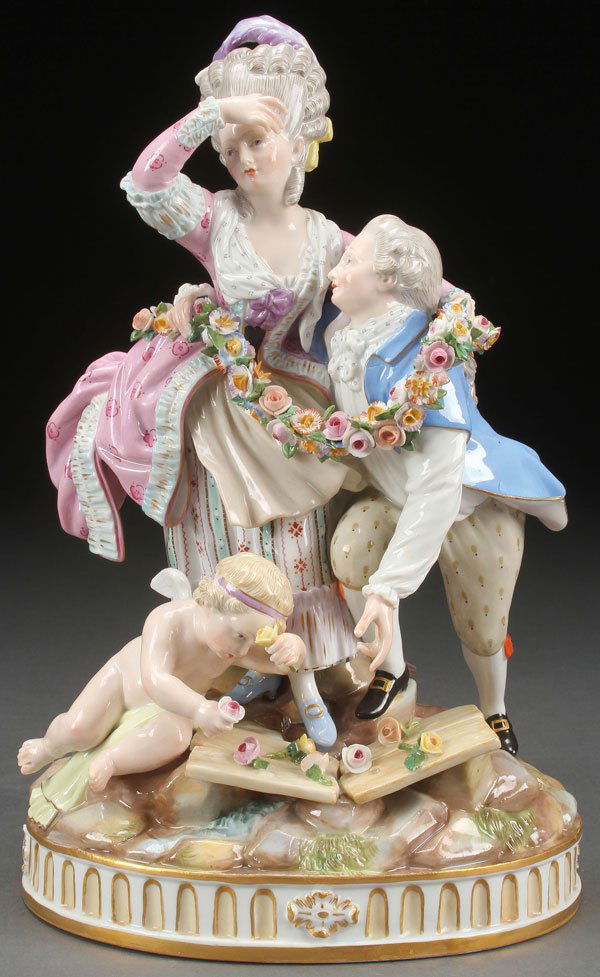 A FINE MEISSEN GERMAN PORCELAIN FIGURAL GROUP (1 of 2)
