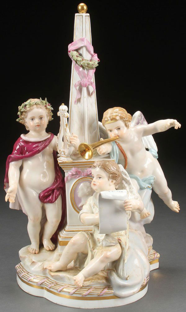 A MEISSEN GERMAN PORCELAIN FIGURAL “POETRY” GROUP (1 of 2)