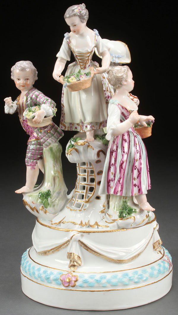 A LARGE MEISSEN GERMAN FIGURAL PORCELAIN GROUP (1 of 2)