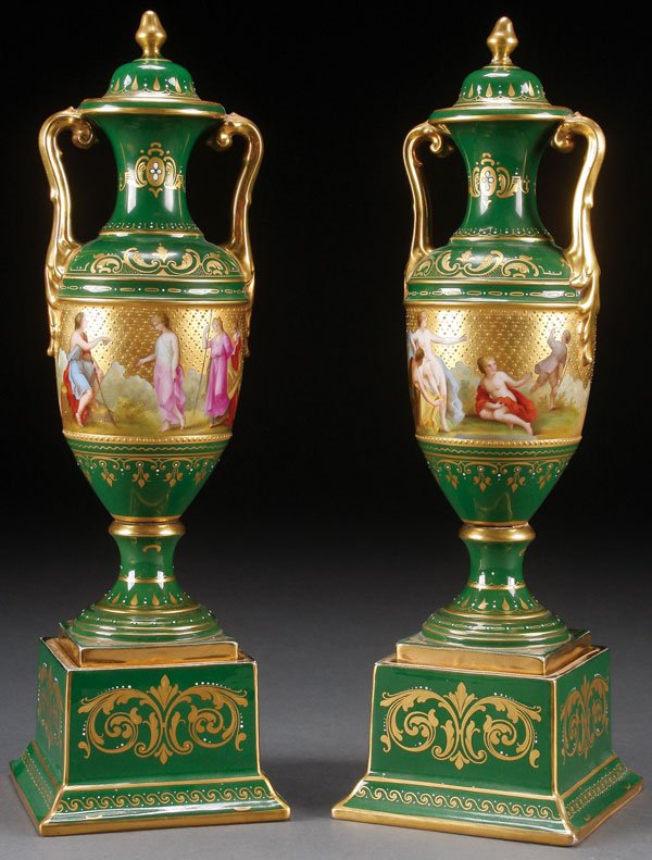 A PAIR OF ATTRACTIVE GILT AND HAND DECORATED (1 of 1)