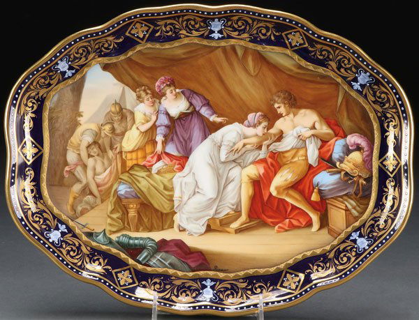 A LARGE ROYAL VIENNA HAND PAINTED PORCELAIN TRAY (1 of 3)