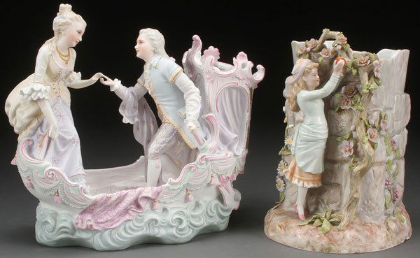 A PAIR OF GERMAN FIGURAL BISQUE PORCELAIN  VASES (1 of 1)