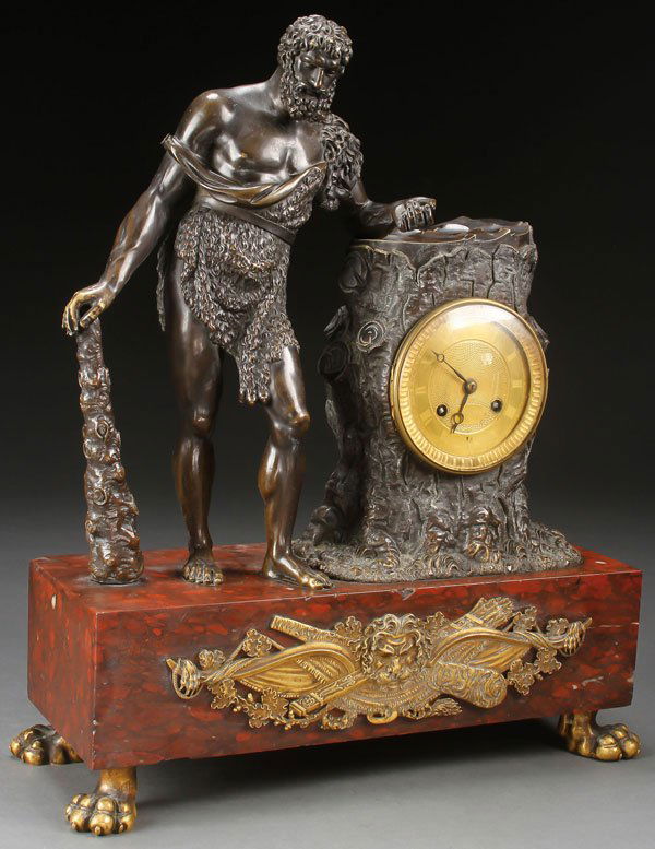 A LARGE FRENCH NAPOLEON III FIGURAL BRONZE AND MA (1 of 5)