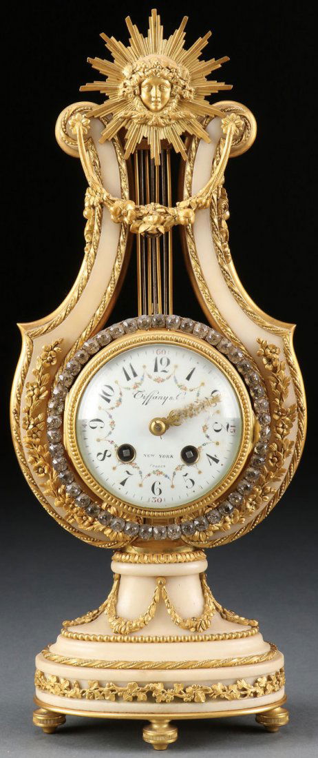 A GOOD FRENCH GILT BRONZE AND MARBLE LYRE CLOCK (1 of 5)