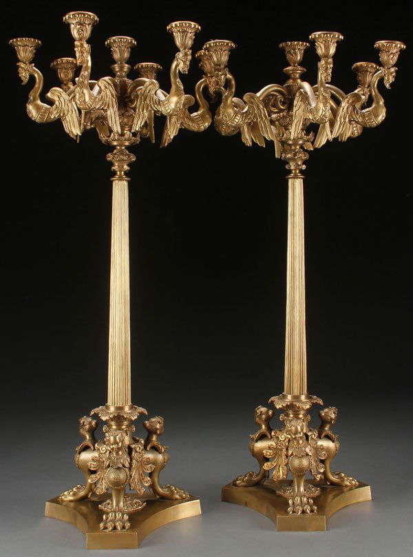 A LARGE PAIR OF FRENCH EMPIRE STYLE CANDELABRA (1 of 1)