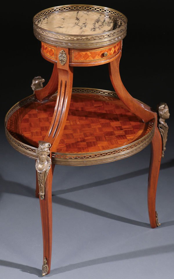 VICTORIAN PARQUETRY MAHOGANY & BRONZE TRIPOD (1 of 1)