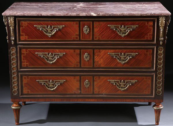 A FINE LOUIS XVI STYLE PARQUETRY GILT BRONZE AND (1 of 9)