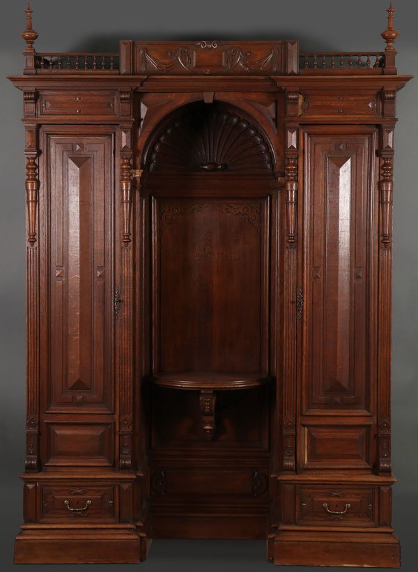 A LARGE AND IMPRESSIVE CARVED OAK CABINET WITH (1 of 4)