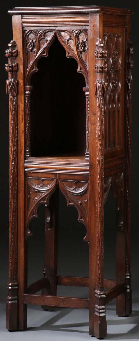 AN INTERESTING CARVED, GOTHIC STYLE STAND WITH (1 of 5)