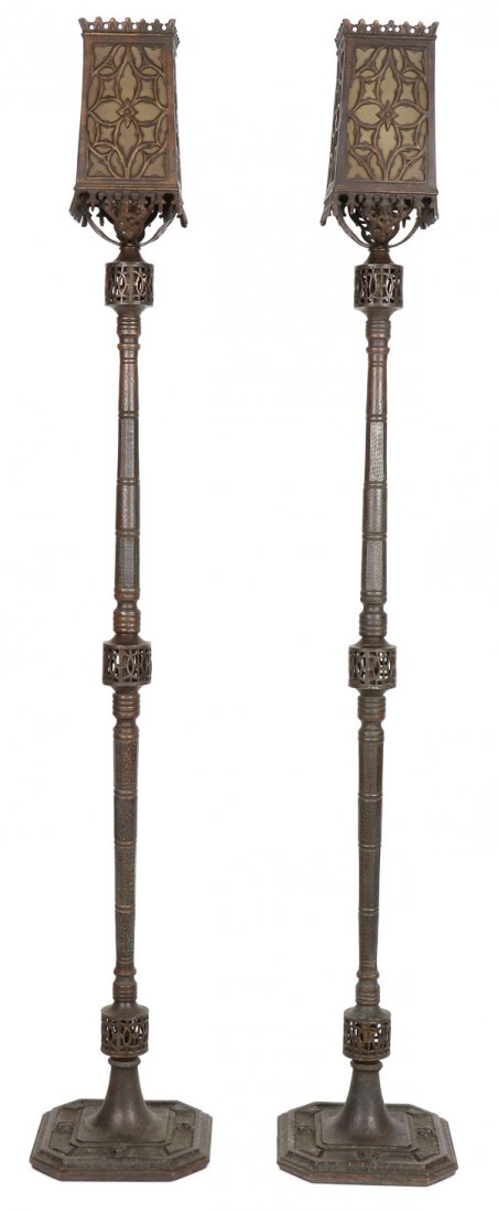 A FINE PAIR OF BRONZE TORCHIERE FLOOR LAMPS (1 of 4)