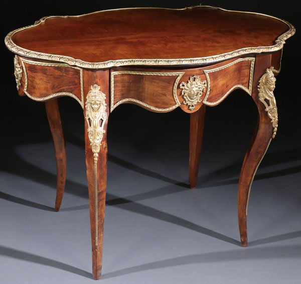 LOUIS XV STYLE GILT BRONZE & MAHOGANY PARLOR TABLE (1 of 1)