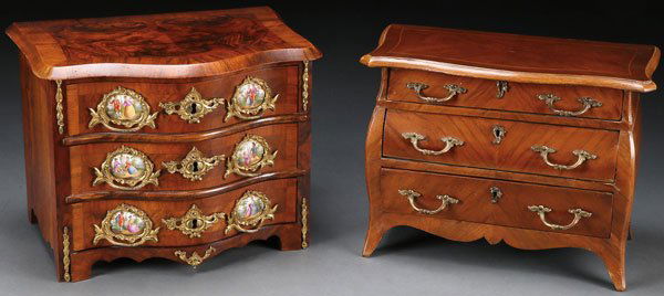 A PAIR OF MINIATURE FURNITURE FORM JEWELRY BOXES (1 of 1)