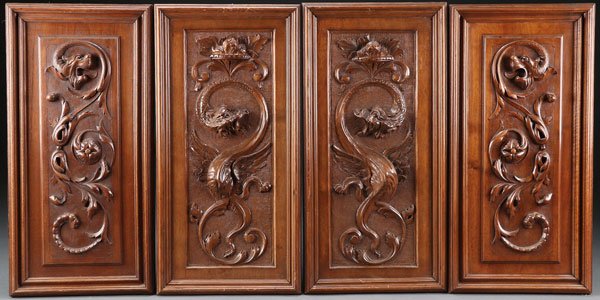 A PAIR OF FOUR CARVED WOOD PANELS, CONTINENTAL (1 of 1)