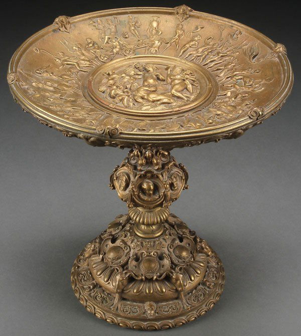 A FRENCH NEO-CLASSIC EMBOSSED BRONZE COMPOTE (1 of 1)