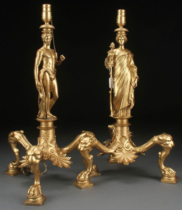 A PAIR OF FRENCH FIGURAL BRONZE TABLE LAMPS (1 of 1)