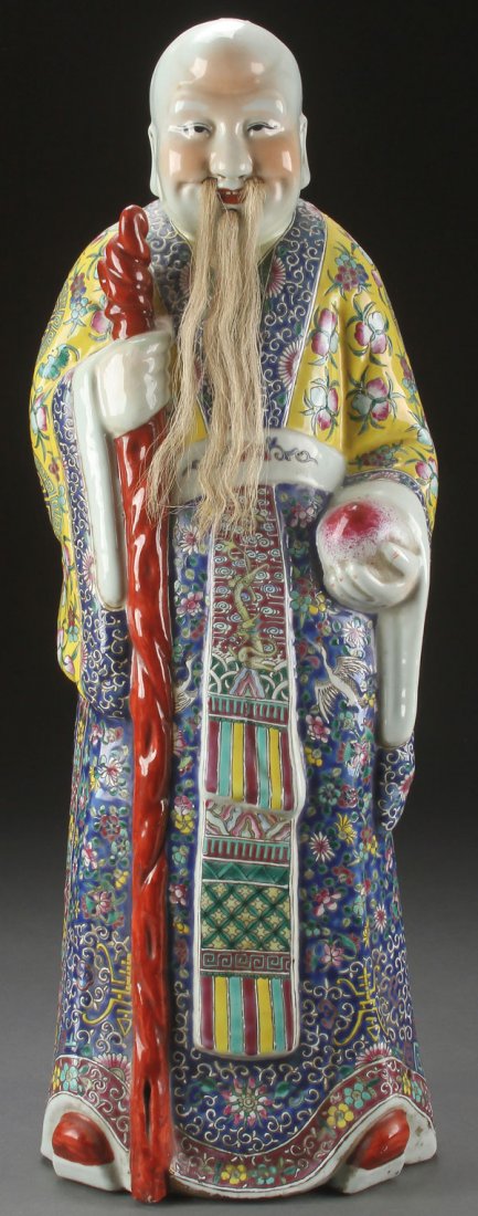 A LARGE CHINESE ENAMELED PORCELAIN IMMORTAL (1 of 2)