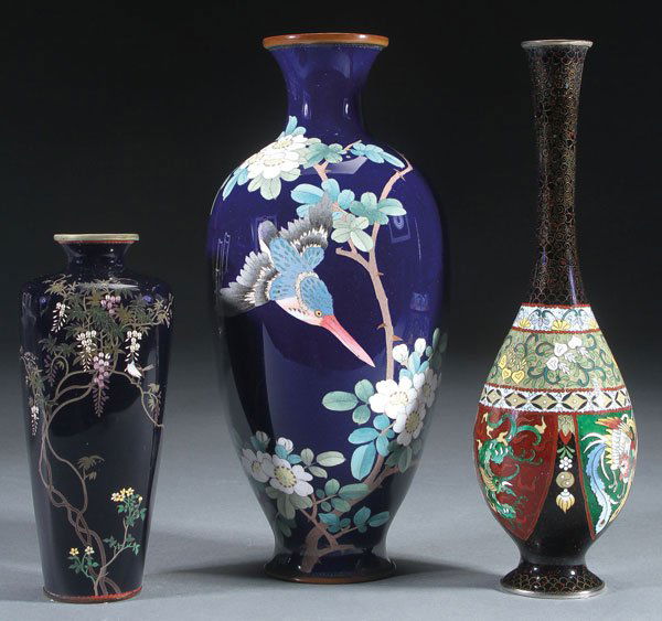 A GROUP OF THREE JAPANESE CLOISONNE ENAMELED (1 of 2)