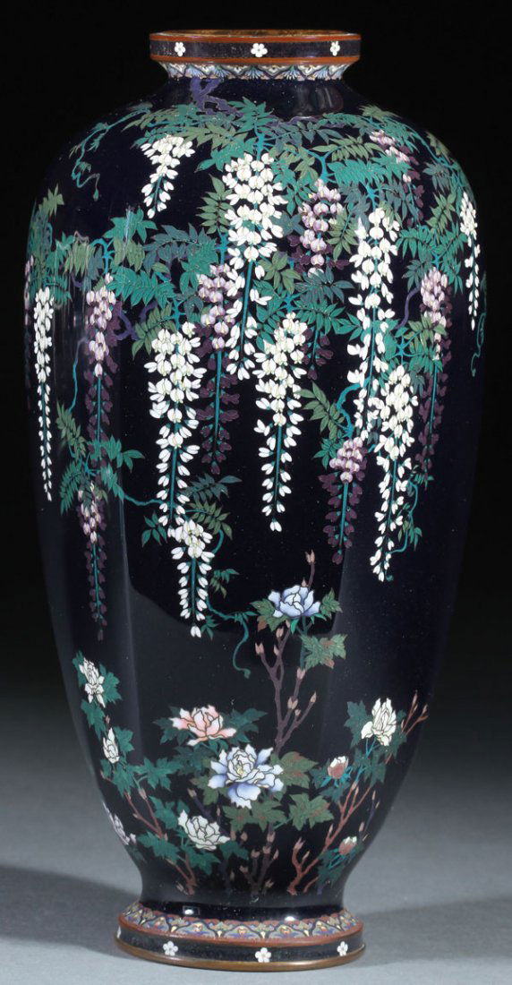 A VERY FINE JAPANESE CLOISONNE BRONZE VASE, MEIJI (1 of 6)