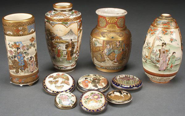 A 10 PIECE GROUP OF JAPANESE SATSUMA POTTERY MINI (1 of 4)