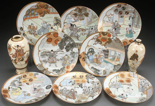 A 10 PC JAPANESE SATSUMA PORCELAIN MEIJI (1 of 1)