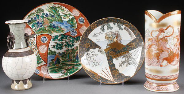 A FOUR PIECE JAPANESE AND CHINESE CERAMICS GROUP (1 of 1)