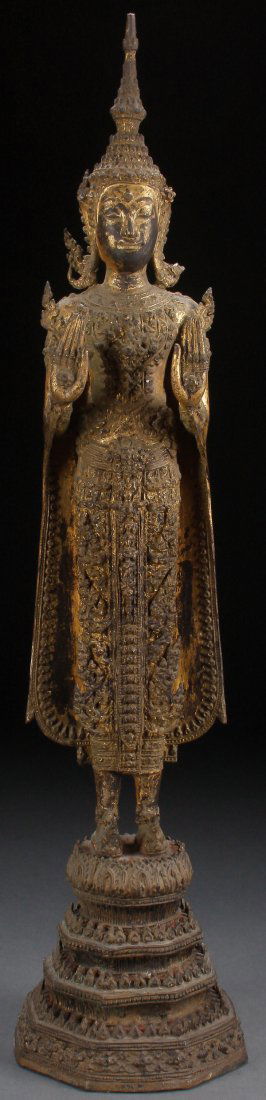 A LARGE THAI BRONZE STANDING BUDDHA (1 of 1)