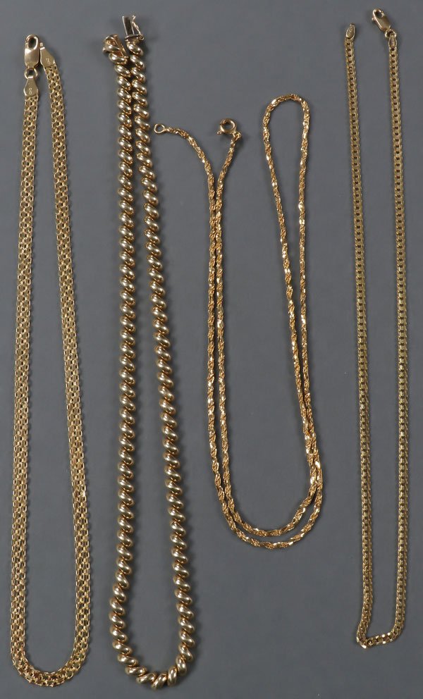 FOUR 14KT GOLD NECKLACES, 47 GRAMS (1 of 1)