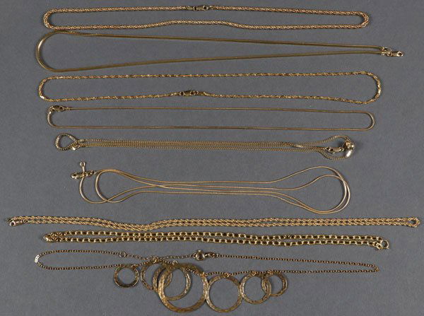 NINE 14KT GOLD NECKLACES, CONTEMPORARY (1 of 1)