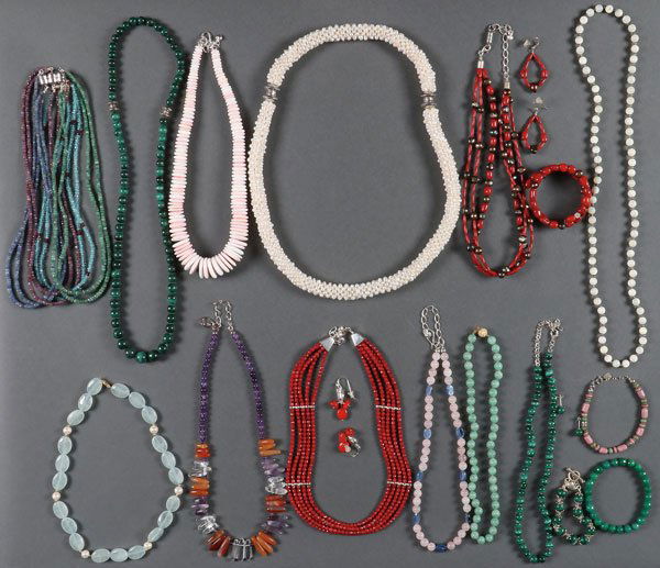 A LARGE SEMI-PRECIOUS GEMSTONE NECKLACE GROUP (1 of 1)