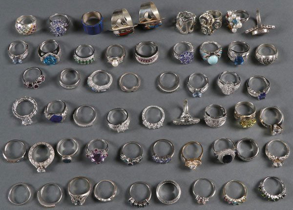 54 STERLING SILVER RINGS, ALL CONTEMPORARY (1 of 1)