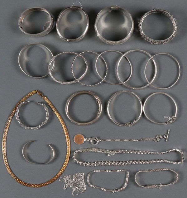 24 STERLING SILVER BANGLES & BRACELETS 12.5 T OZ (1 of 1)