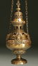 662: A POLISHED BRONZE CENSER 19th century. The slidin