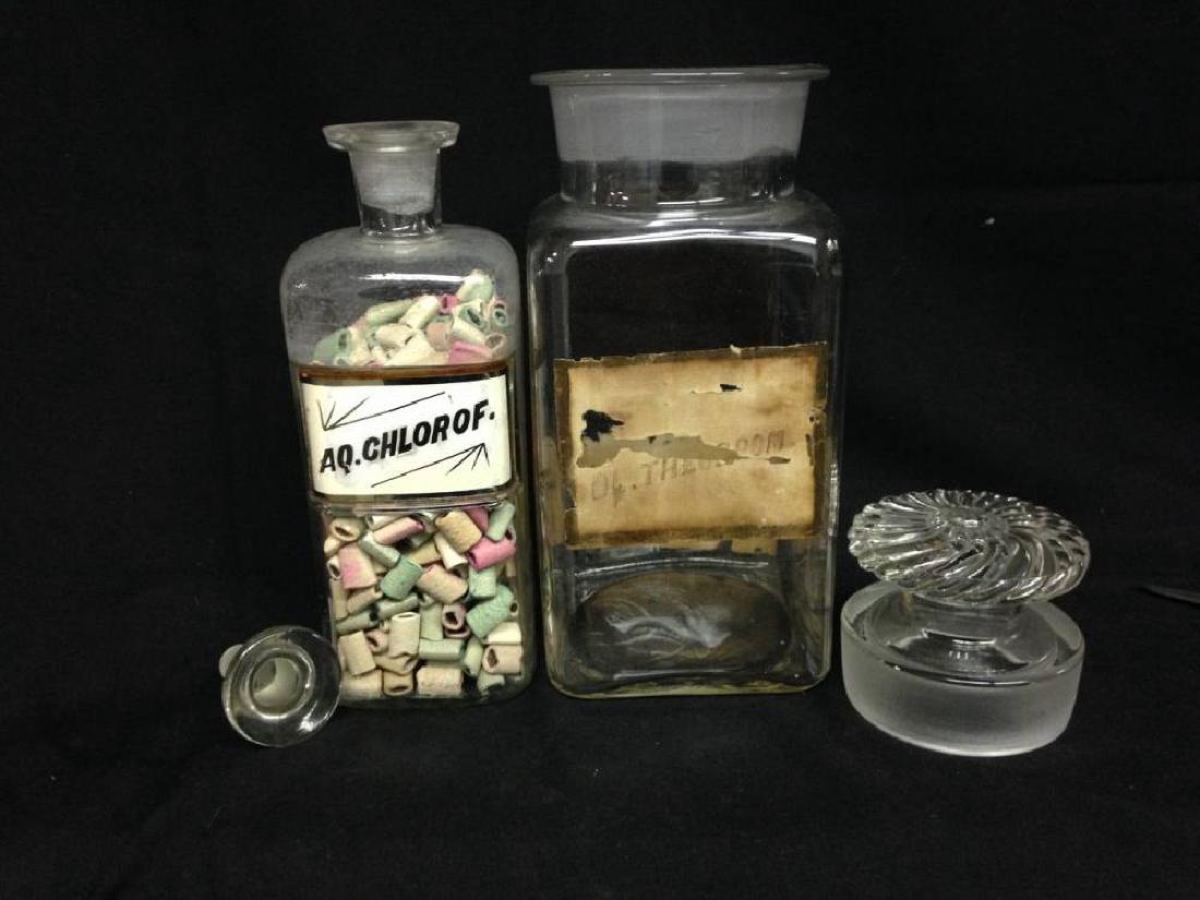 Pair Of Antique Apothecary Jars With Lids  Approx 10.25 (1 of 4)