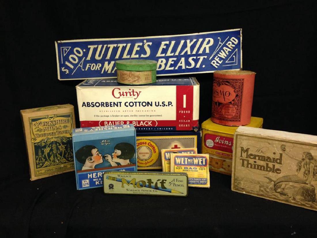 Lot Of  12 Vintage Boxes Tins And Signs (1 of 4)