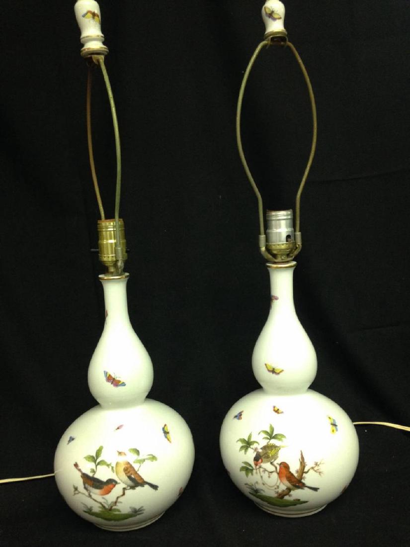 Pair Of Large Hand Painted Herend Lamps Approx 25: Pair Of Large Hand Painted Herend Lamps Approx 25 Inches Tall Est Value $500-800