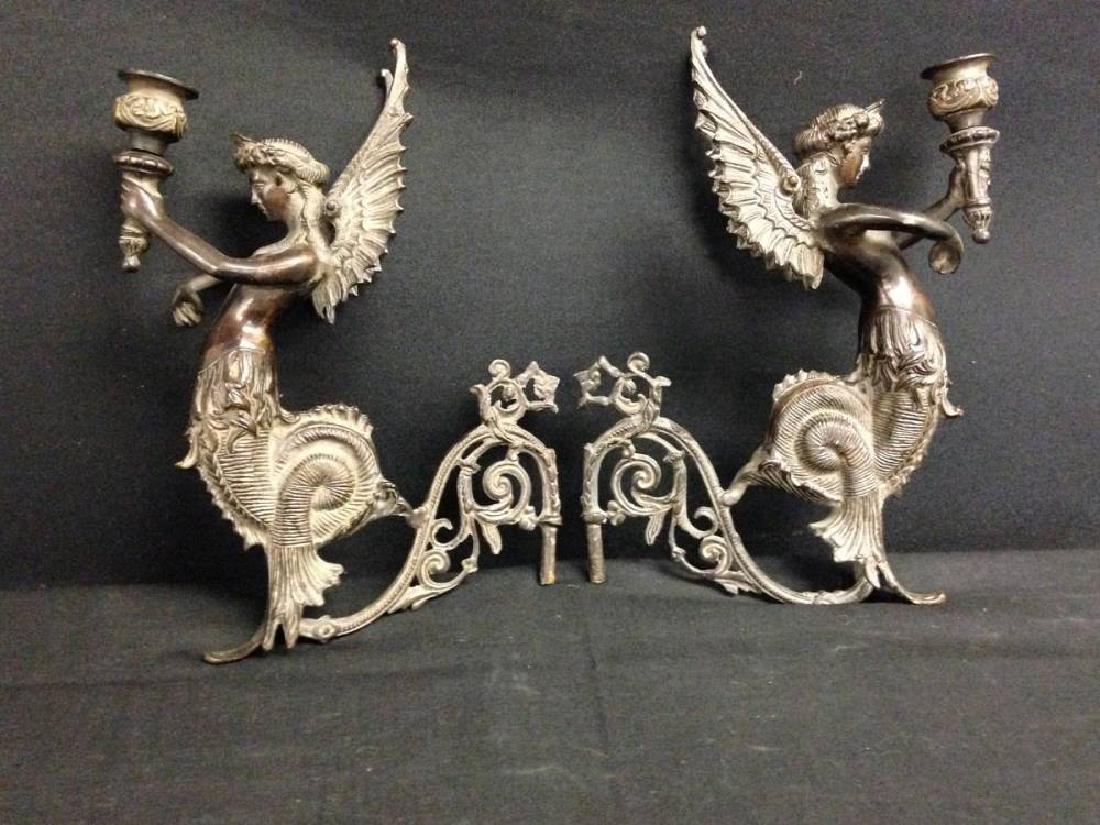 Pair of Bronze Mermaid Sconces Approx 11 Inches Tall: Pair of Bronze Mermaid Sconces Approx 11 Inches Tall Est Value $100-200