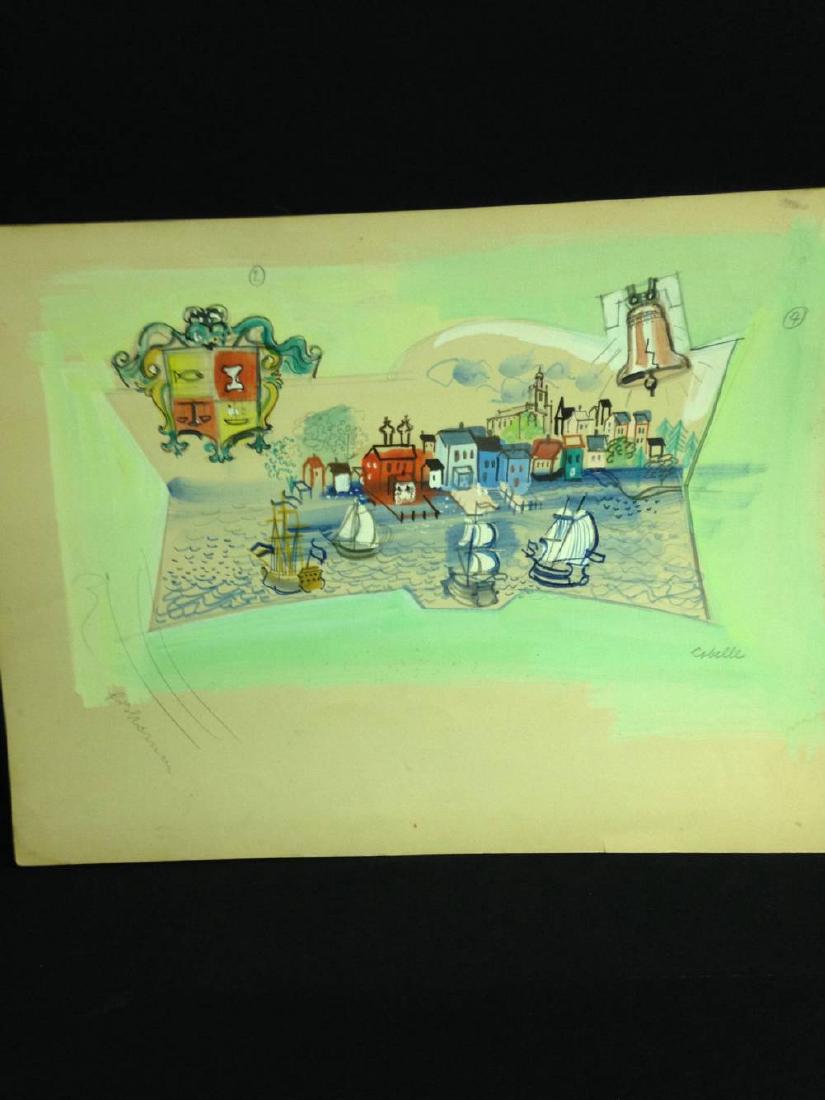 Charles Cobelle Mural Study Approx 18x 24 Waterfront (1 of 4)