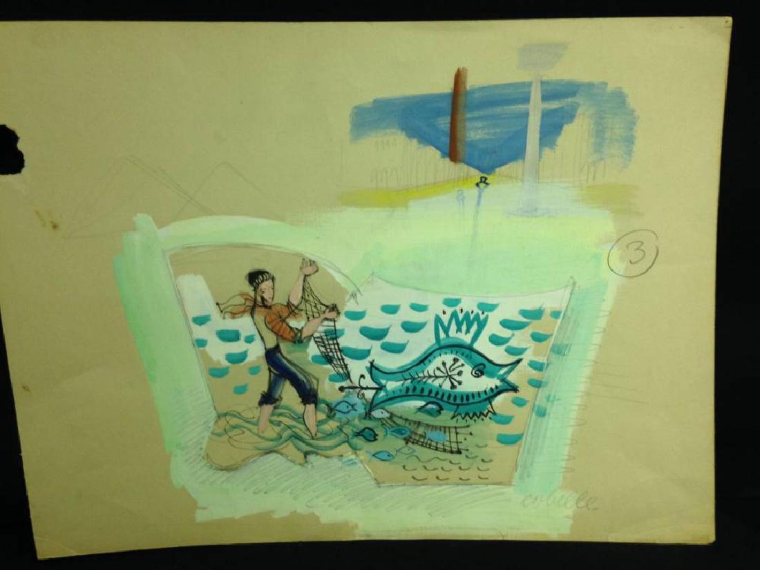 Charles Cobelle Mural Study Approx 18x24 Fish: Charles Cobelle Mural Study Approx 18x24 Fish Est Value $100-200