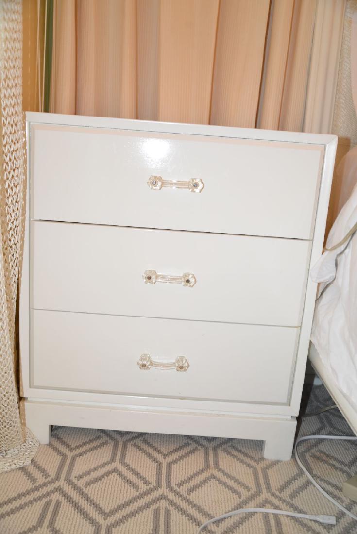Custom White Lacquered 3 Drawer End Table w/glass pulls (1 of 4)
