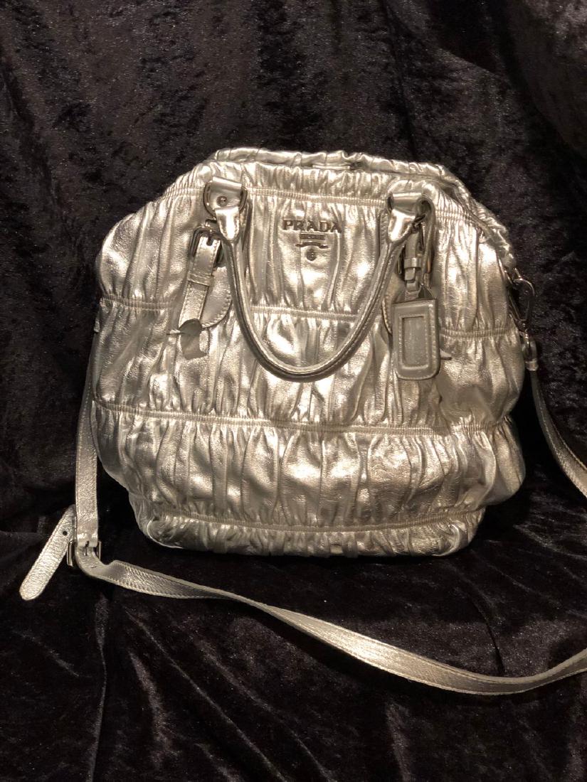 Prada Silver Nappa Leather Gayfre Bowler 2 Way Bag (1 of 4)