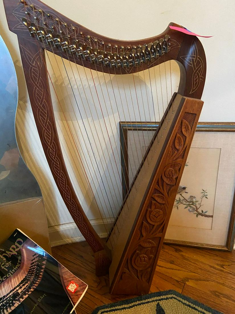 Harp with case and music books approx 3 Ft H PICK UP IN: Harp with case and music books approx 3 Ft H ~ $80-300 PICK UP IN LOCUST VALLEY