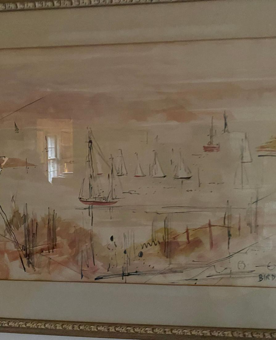 Framed Watercolor painting signed BIRDSEY 33 IN W X 27 (1 of 4)