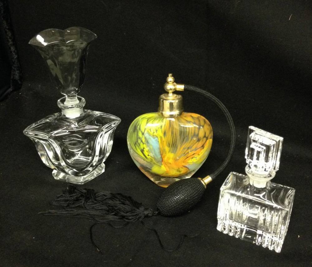 Lot Of 3 Perfume Bottles, Murano Glass and Crystal (1 of 1)