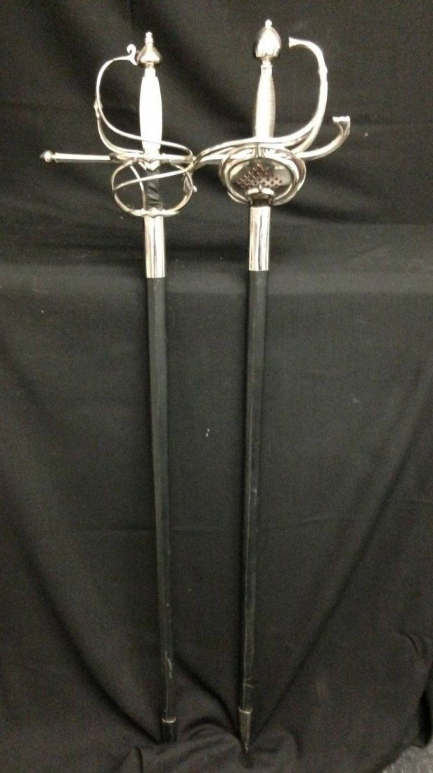 Pair Of Medieval Renaissance Rapier Fencing Swords With (1 of 2)