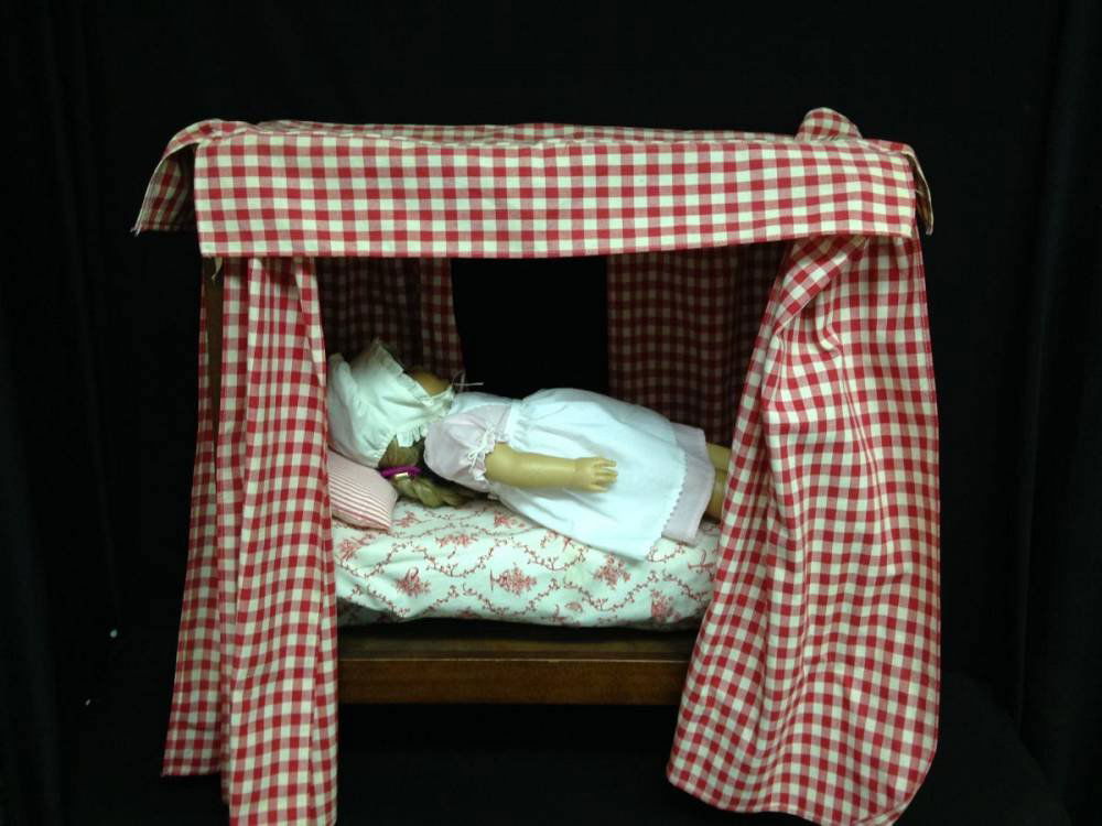 American Doll With Red Plaid And Toile Canopy Bed (1 of 2)
